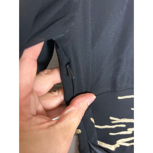 Sue Wong Vintage women 8 silk boho pant suit SET black tan embroidered black - Picture 10 of 11